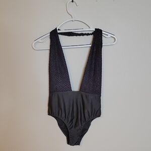 Urban Outfitters Charcoal Ribbed Swimsuit